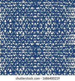 Batik Tie Dye Border. Stencil Japan Background. Navy Blue and Beige Organic Minimal Grid. Shibori Seamless Pattern. Tie Dye Abstract Texture. Watercolor Shoji Design. Kimono Tile. 