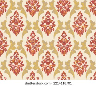 Batik tie dye texture repeat modern pattern,Wallpaper print oriental rose floral ornamental curl petal red flower leaf vector luxury light graphic old element striped fashion fabric ,
