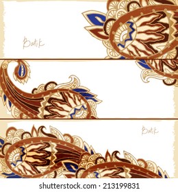Batik  vector   ethnic vintage pattern cards set