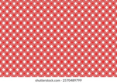 A batik-style geometric pattern with repeating motifs. Suitable for use in textile, wallpaper or other graphic design applications that require aesthetics typical of Southeast Asian culture.