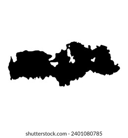Mapa de la región de Batken, división administrativa de Kirguistán. Ilustración vectorial.