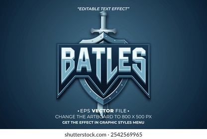 Batles editable text effect vector 3d for game