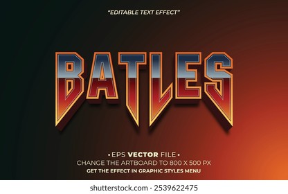 Batles game 3d text effect modern and simple