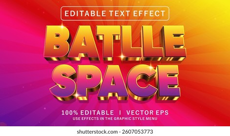 batlle space editable text style effect 3D vector text