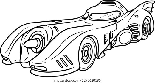 Batman car vector line art