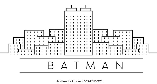 Batman city outline icon. Elements of Turkey cities illustration icons. Signs, symbols can be used for web, logo, mobile app, UI, UX on sky background