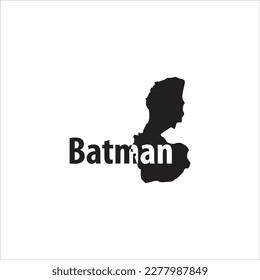 Mapa de Batman y diseño de letras negras sobre fondo blanco