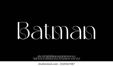 Batman premium luxury elegant alphabet letters and numbers. Elegant wedding typography classic serif font decorative vintage retro. Creative vector illustration