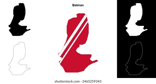 Batman province outline map set