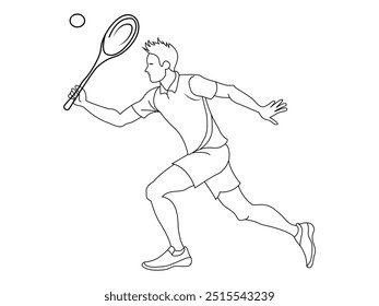 Batminton player single line art drawing vector illustration