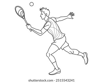 Batminton player single line art drawing vector illustration
