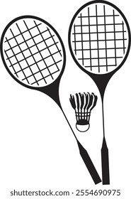 Batminton vector art icon or racket bat symbols 