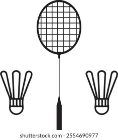 Batminton vector art icon or racket bat symbols 