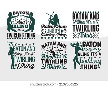 Baton And Bling Its a Twirling Thing Printable Vector Illustration