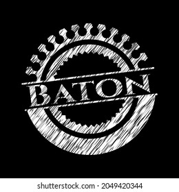 Baton chalk emblem, retro style, chalk or chalkboard texture. Vector Illustration. Detailed. 