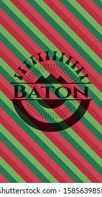 Baton christmas colors emblem. Vector Illustration. Detailed.