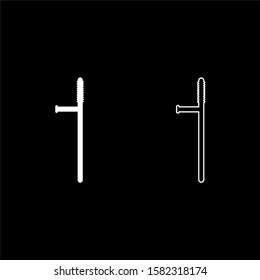 Baton icon outline set white color vector illustration flat style image