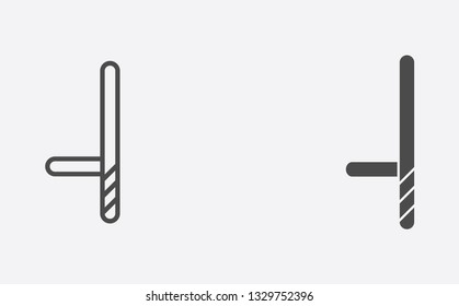 Baton outline and filled vector icon sign symbol