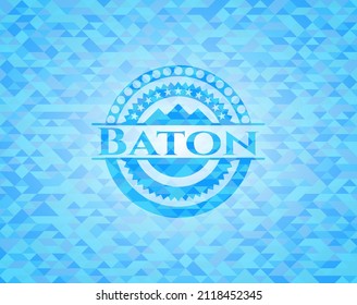 Baton realistic light blue mosaic emblem. 