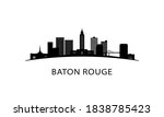 Baton Rouge city Louisiana skyline. Black cityscape isolated on white background. Vector banner.