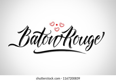 baton rouge city text design with red heart typographic icon design suitable for touristic promotion