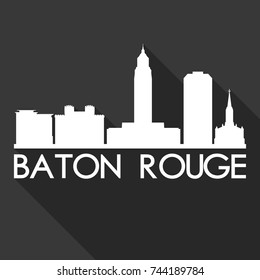 Baton Rouge Flat Icon Skyline Silhouette Design City Vector Art Famous Buildings.