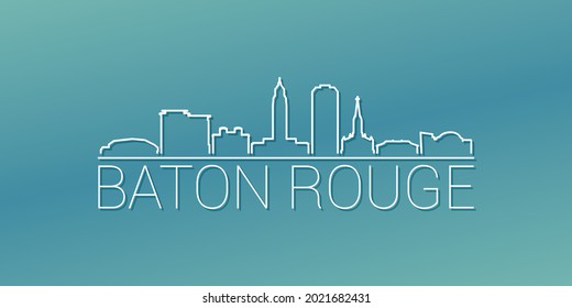 Baton Rouge, LA, USA Skyline Linear Design. Flat City Illustration Minimal Clip Art. Background Gradient Travel Vector Icon.