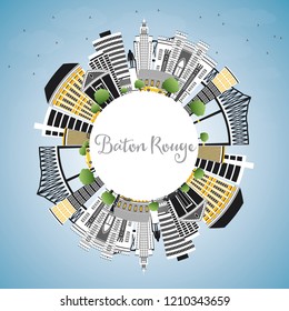 Baton Rouge Louisiana City Skyline with Color Buildings, Blue Sky and Copy Space. Vector Illustration. Travel and Tourism Concept with Modern Architecture. Baton Rouge USA Cityscape with Landmarks.