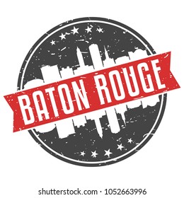 Baton Rouge Louisiana Round Travel Stamp Icon Skyline City Design Seal Badge Illustration Clipart.