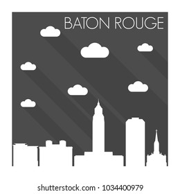 Baton Rouge Louisiana Skyline City Flat Silhouette Design Background 