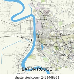 Baton Rouge, Louisiana, United States map poster art