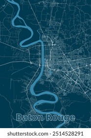 Baton Rouge, Louisiana, United States artistic blueprint map poster