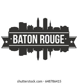 Baton Rouge Louisiana,Skyline Silhouette Design City Vector Art Stencil.