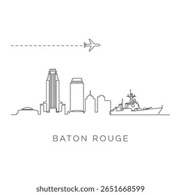 Baton Rouge Skyline Vliegtuig Reis Vector.