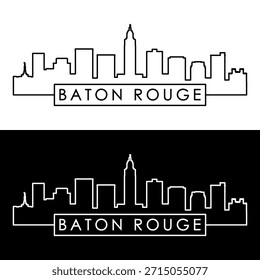Horizonte de Baton Rouge. Estilo lineal. Una sola línea. Archivo de Vector editable.