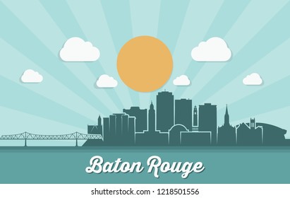 Baton Rouge skyline - Louisiana, United States of America, USA - vector illustration
