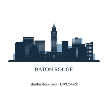 Baton Rouge Skyline, Monochrome Silhouette. Vector Illustration.