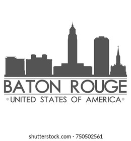 Baton Rouge Skyline Silhouette Design City Vector Art Famous Buildings