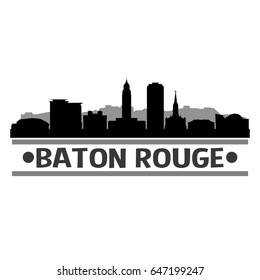 Baton Rouge Skyline Silhouette Stamp City Design Vector Art