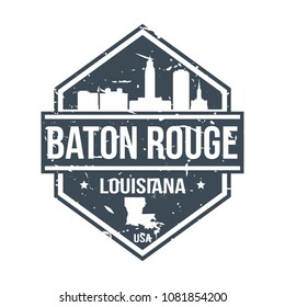 Baton Rouge Travel Stamp Icon Skyline City Design