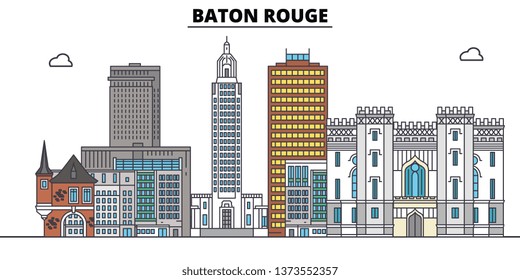 Baton Rouge , United States, outline travel skyline vector illustration. 
