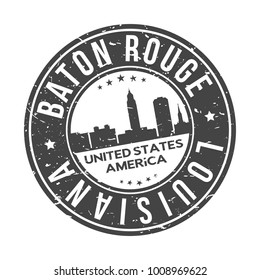 Baton Rouge USA Stamp Logo Icon Symbol Design Skyline City.