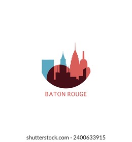 Baton Rouge USA United States cityscape skyline city panorama vector flat modern logo icon. US Louisiana American state emblem idea with landmarks and building silhouette