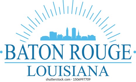 Baton Rounge Louisiana City. Banner Design. City Skyline. Silhouette Vector. Famous Monuments.