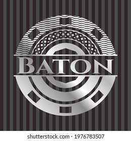 Baton silver badge or emblem. Vector Illustration. Mosaic. 