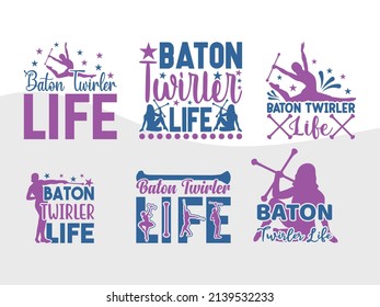 Baton Twirler Life Printable Vector Illustration