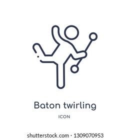 baton twirling icon from sport outline collection. Thin line baton twirling icon isolated on white background.