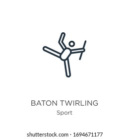Baton twirling icon. Thin linear baton twirling outline icon isolated on white background from sport collection. Line vector sign, symbol for web and mobile