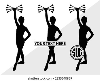 Baton Twirling Monogram Vector Illustration Silhouette