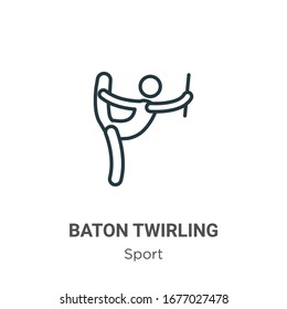 Baton twirling outline vector icon. Thin line black baton twirling icon, flat vector simple element illustration from editable sport concept isolated stroke on white background